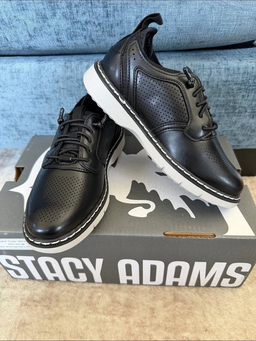 Stacy Adams Black Boys Sync Elastic Lace Dress Sneaker 11